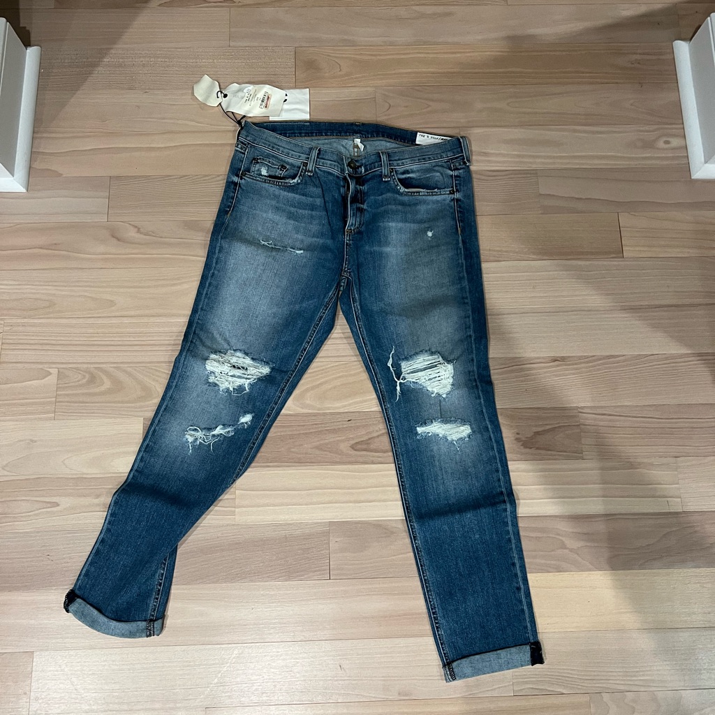 Rag & Bone Distressed Boyfriend Jeans In Blue